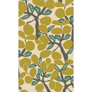 Citron Twig Tree Tropical Print Non-Woven Non-Pasted Textured Wallpaper 57 sq. ft.