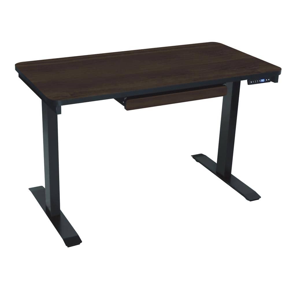 Gray Adjustable Height Desk with Drawer and USB Port