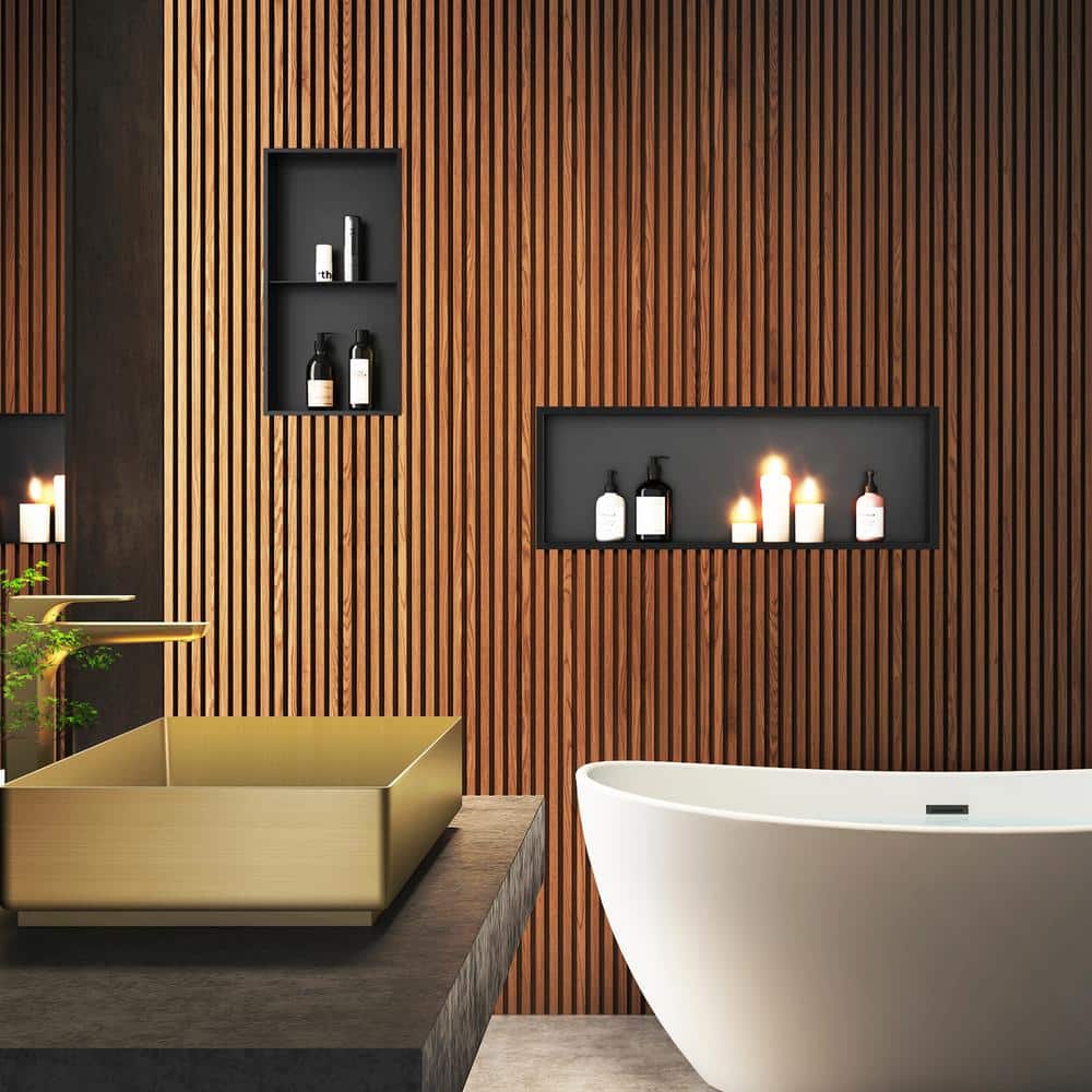 Matte Black Rectangular Stainless Steel Shower Niche