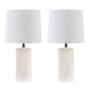 Jonie 19 in. Ivory Table Lamp with White Shade (Set of 2)