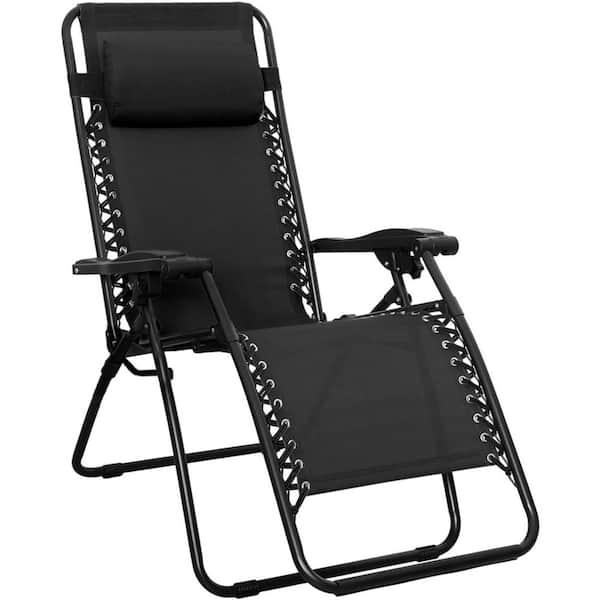 Black Carbon Metal Steel Outdoor Adjustable Zero Gravity Folding Reclining with Pillow