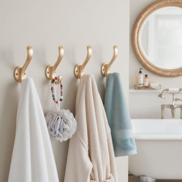 Wall Mount Series Gold Heavy Duty Retro Double Hook Type Coat Rack