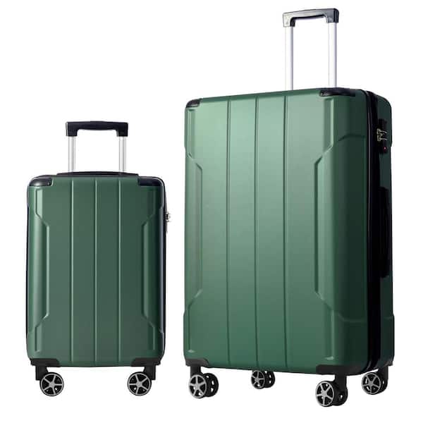 Lightweight 2-Piece Green Expandable (Only 28 in.) ABS Hardshell Spinner 20 in., 28 in., Luggage Set with Double Wheels