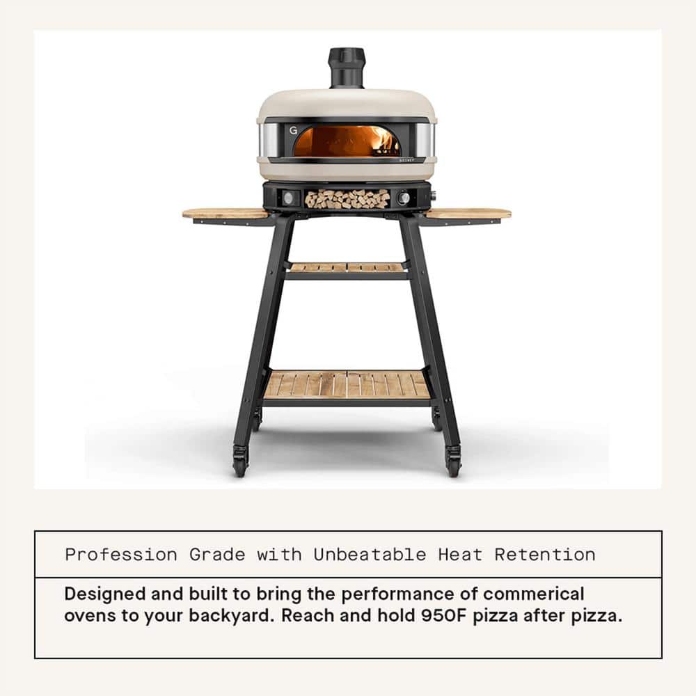 Cream and Black Dual Fuel Outdoor Pizza Oven with Digital Thermometer