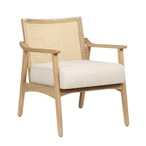Council Natural Tone and Beige Wood Removable Cushions Accent Chair