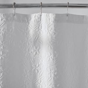 Legends Hotel Leaf Matelasse 72 in. x 72 in. White Floral Standard Cotton Shower Curtain