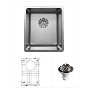 18-Gauge Stainless Steel 15 in. Single Bowl Undermount Bar Sink with Accessories