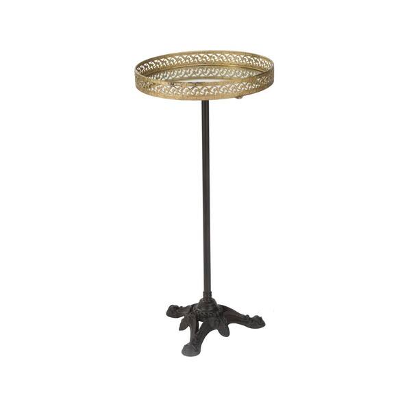 Unbranded Antique Gold, Black and Matte Mirrored Accent Table