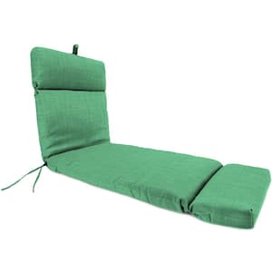 72 in. x 22 in. Harlow Dill Green Solid Rectangular French Edge Outdoor Chaise Lounge Cushion with Ties and Hanger Loop