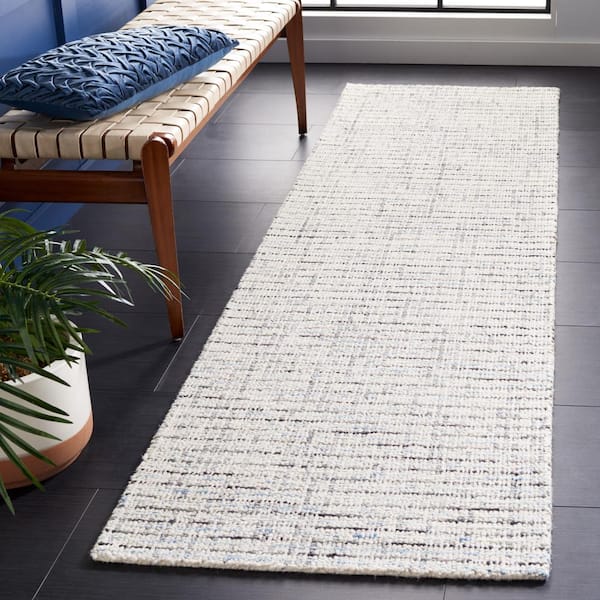 Abstract 2 ft. x 10 ft. Gray/Ivory Speckled Runner Rug