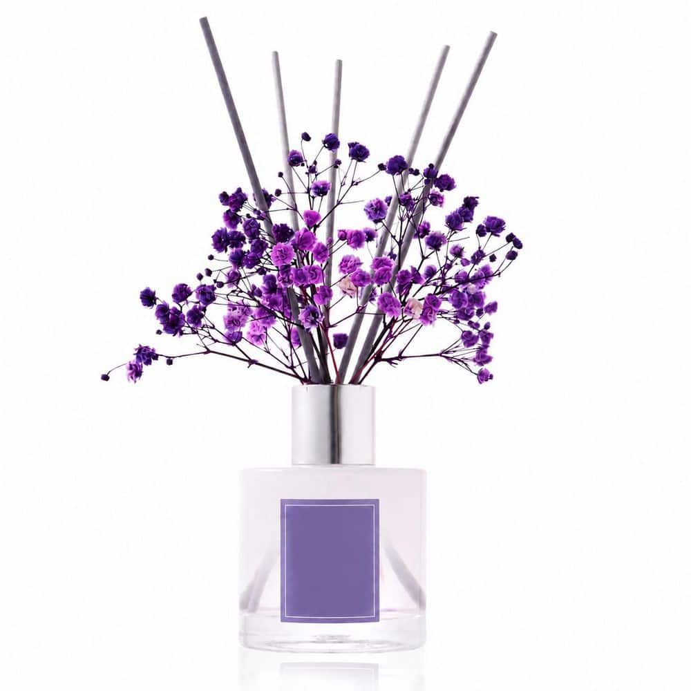 1-Piece 3.38 fl oz Lavender Field Glass Reed Diffuser Set with 8 Reed Sticks for Home Fragrance and Shelf Decor