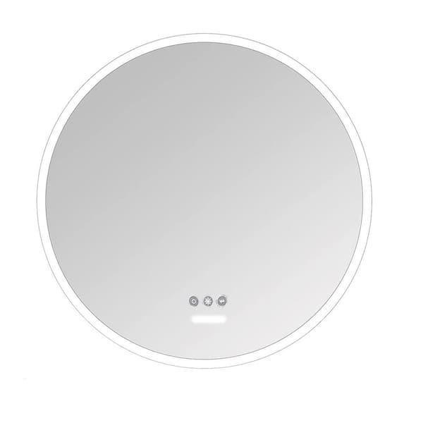 Aosmay May 24 in. W x 24 in. H Frameless Round Anti-Fog Wall Bathroom Vanity Mirror in Silver