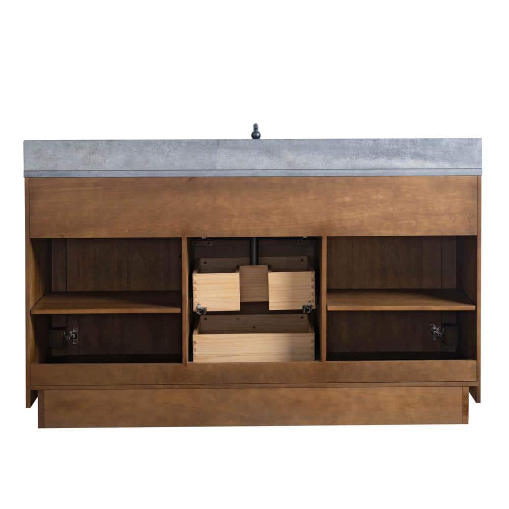 60" Single Bathroom Vanity Set with Black Limestone Top