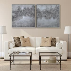 "Fog" Textured Metallic Hand Painted by Martin Edwards Abstract Diptych Set Framed Canvas Wall Art