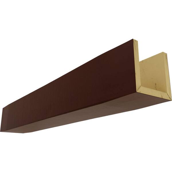 Ekena Millwork 4 in. H x 6 in. W x 12 ft. L 3-Sided (U-Beam) Rough Cedar Endurathane Faux Wood Ceiling Beam, Natural Pecan