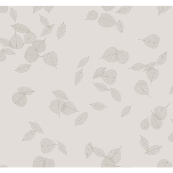 Warner Myles Light Grey Leaves Wallpaper