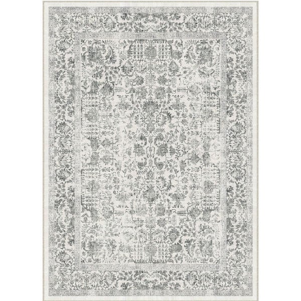 Entomology Black 8 ft. x 10 ft. Vintage Floral Area Rug