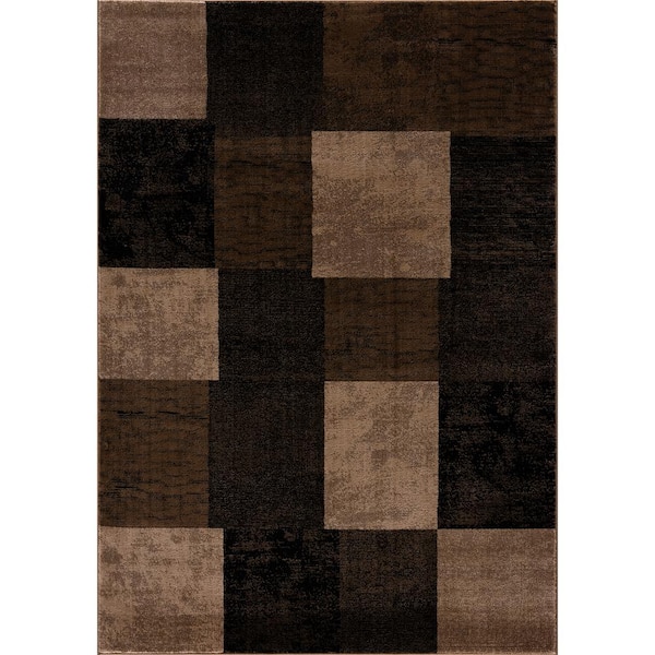 Montage Collection Modern Abstract Doormat Area Rug Entrance Floor Mat (2x5 feet) - 2'3" x 5', Brown