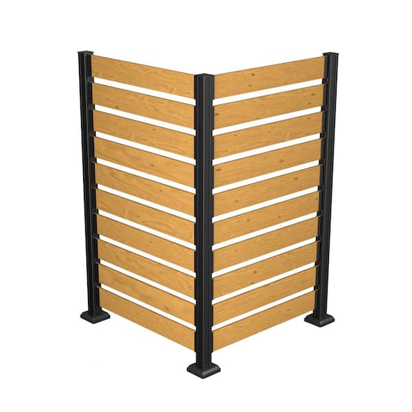 VEIKOUS 5.74 ft x 6.5 ft (2-Panels) Outdoor Fir Wood Flat Top Privacy Fence Screen with Metal Stakes for Soft and Hard Ground