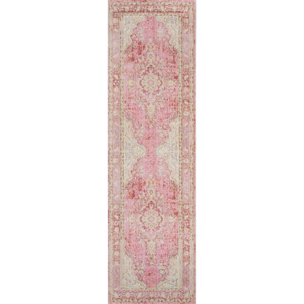 Momeni Isabella Pink 2 ft. 7 in. x 8 ft. Indoor Runner Rug