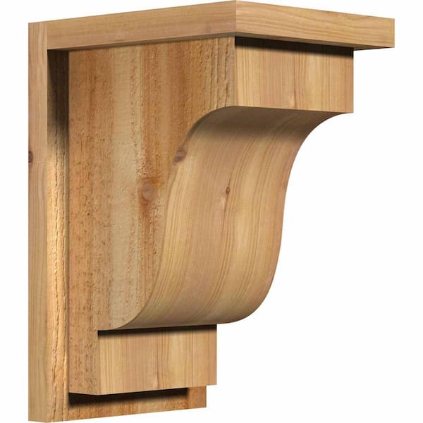 Ekena Millwork 8 in. x 10 in. x 14 in. Newport Rough Sawn Western Red Cedar Corbel with Backplate