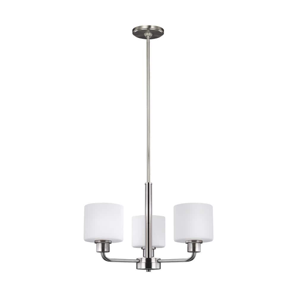 Canfield 3-Light Brushed Nickel Modern Minimalist Hanging Drum Chandelier price history on PriceWatchPro