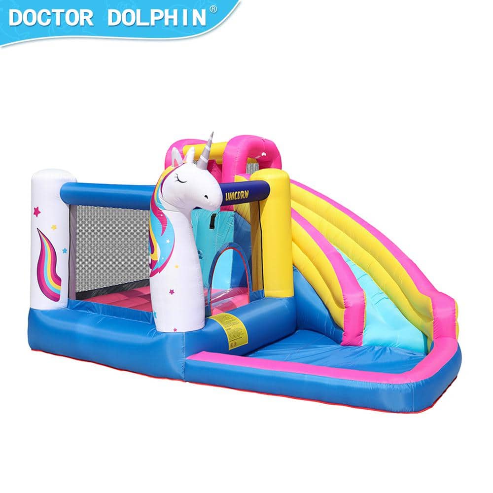 Oxford Fabric 420D Plus 840D Unicorn Inflatable Castle Bounce House Slide And Jumping with 350-Watt Blower, coloful