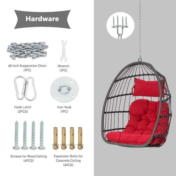 AUTMOON Outdoor Garden Rattan Egg Swing Chair Hanging Chair with