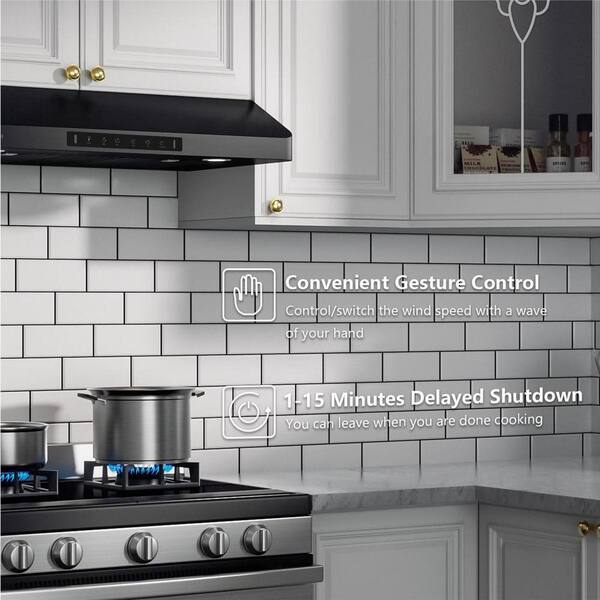 VIKIO 36 in. 900CFM Ducted Under Cabinet Range Hood in Black