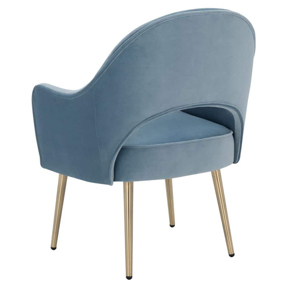 Light Blue Velvet Accent Chair with Gold Legs