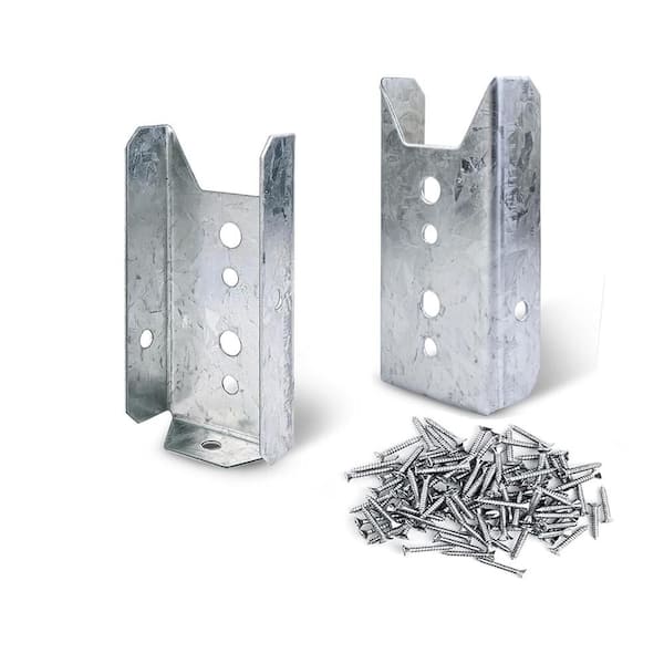Afoxsos 20-Pack Galvanized Steel Heavy-Duty Fence Brackets Repair Kit with 304 Stainless Steel Screws for 2 x 4 Wood Rails