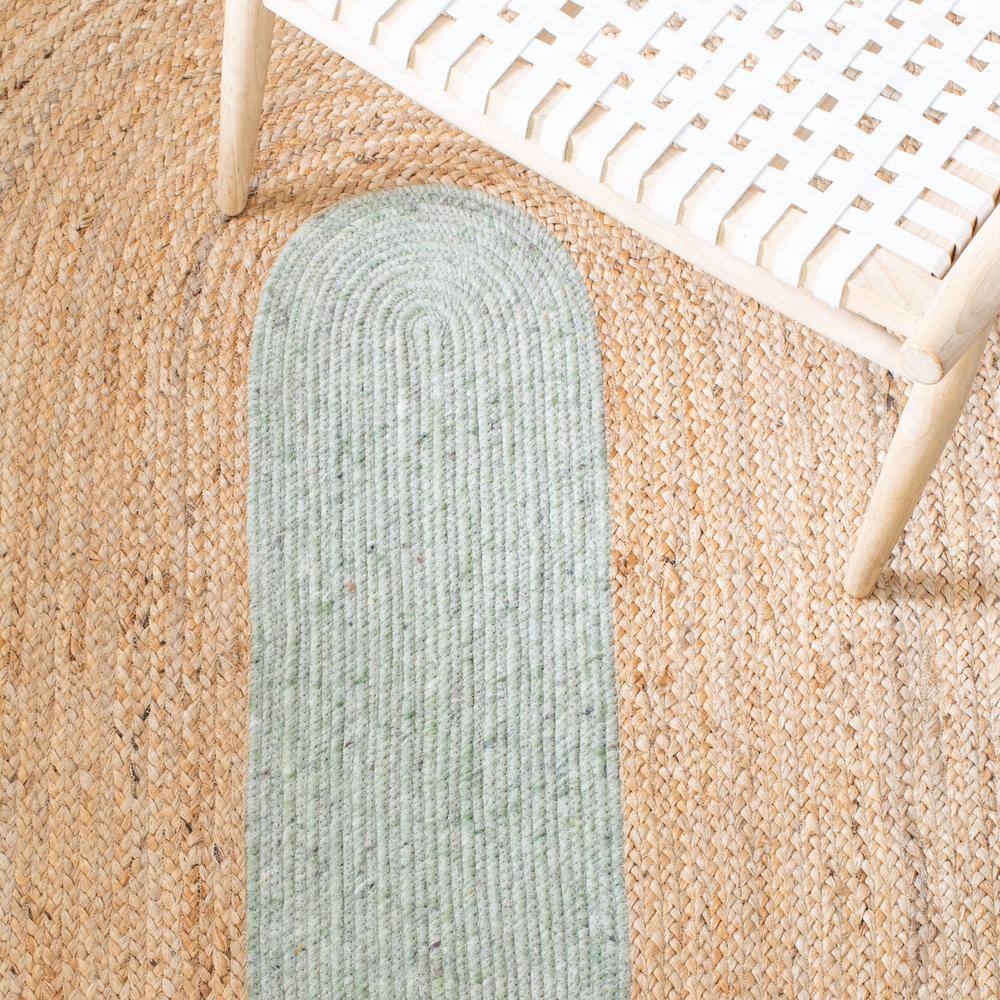 Gray Braided Handmade Reversible Oval 6' x 9' Wool Cotton Rug