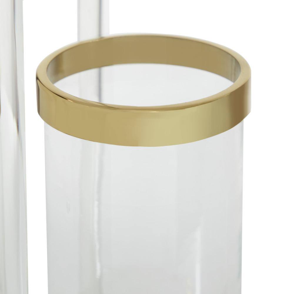 Large Gold and Clear Stainless Steel Hurricane Lantern