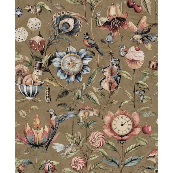 Walls Republic Gold Enchanted Wonderland Wallpaper Print Non-Woven Non-Pasted Textured Wallpaper 57 sq. ft.