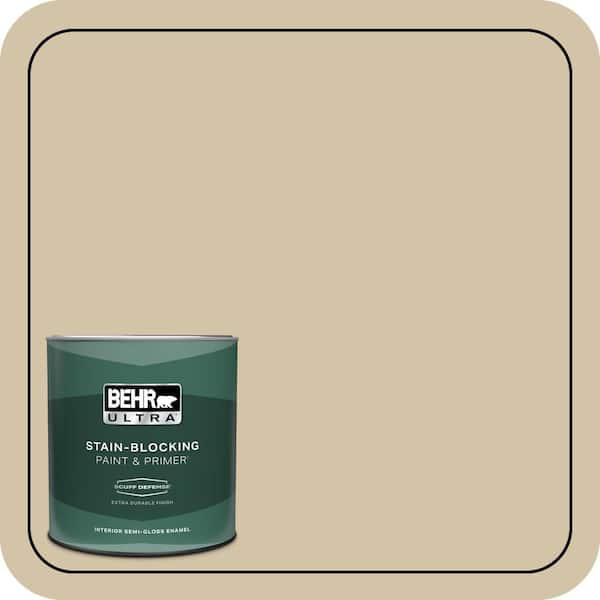 BEHR ULTRA 1 qt. #740C-3 Oat Straw Extra Durable Semi-Gloss Enamel Interior Paint & Primer