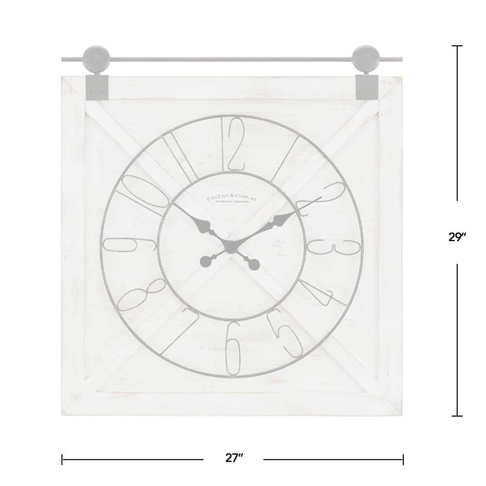 Weathered White Wood and Metal Farmhouse Barn Door Wall Clock