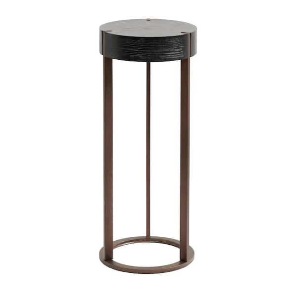 Kate and Laurel Rovin 8.5 in. Black Round Wood Veneer/MDF End Table