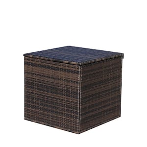 70 Gal. Wicker Deck Box, Patio Furniture Storage Box, Weight Capacity 130 lbs. -Brown