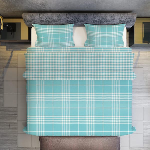 Unbranded Banbury 2-Piece Green Plaid 100% Cotton Twin XL Duvet Cover Set with Pillow Sham