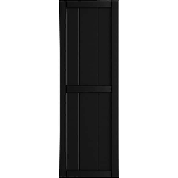 Ekena Millwork 10-3/4 in. x 70 in. True Fit PVC 2-Board Framed Board and Batten Shutters in Black (Per Pair)
