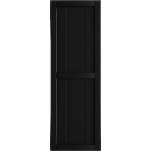 21-1/2 in. x 59 in. True Fit PVC 4-Board Framed Board and Batten Shutters in Black (Per Pair)