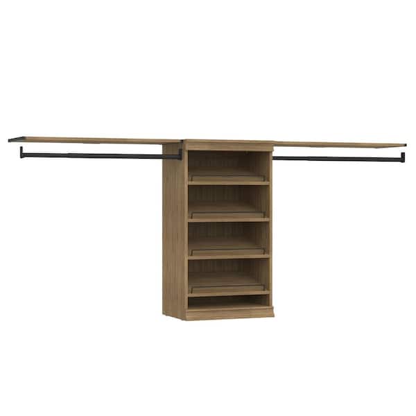 Modular Storage 73.38 in.-93.43 in. W Sand Tower System 4-Shelf Wood Closet System