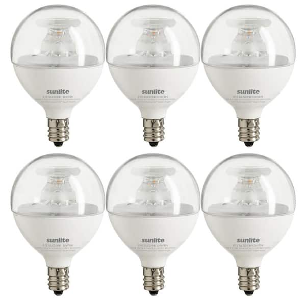 Sunlite 40-Watt Equivalent G16.5 Clear Dimmable Candelabra E12 Base LED Light Bulb 3000K (6-Pack)