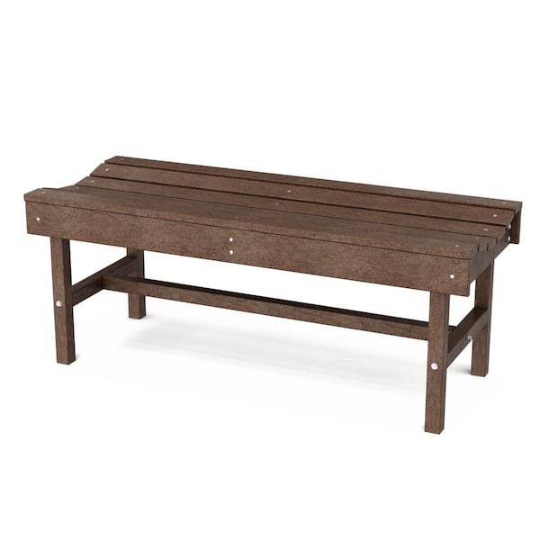 Wildridge Classic 46.5 in. Tudor Brown Plastic Backless Outdoor Vineyard Bench