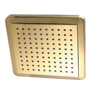 Claremont 1-Spray Patterns 9.63 in. Wall Mount Square Rainfall Fixed Shower Head in Polished Brass