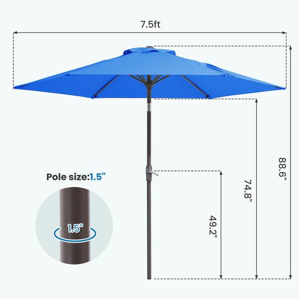 is 7 ft patio umbrella too small Formosa Covers 7.5ft aluminum market crank & tilt color Hunter Green Add dependable shade to your outdoor space with this 7.5 ft Market Umbrella featuring a convenient push button tilt Patio Umbrella Size Guide 