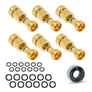 3/4 in. All Brass Quick Connect/Disconnect Garden Hose Fittings, Female and Male Connections (6-Sets)