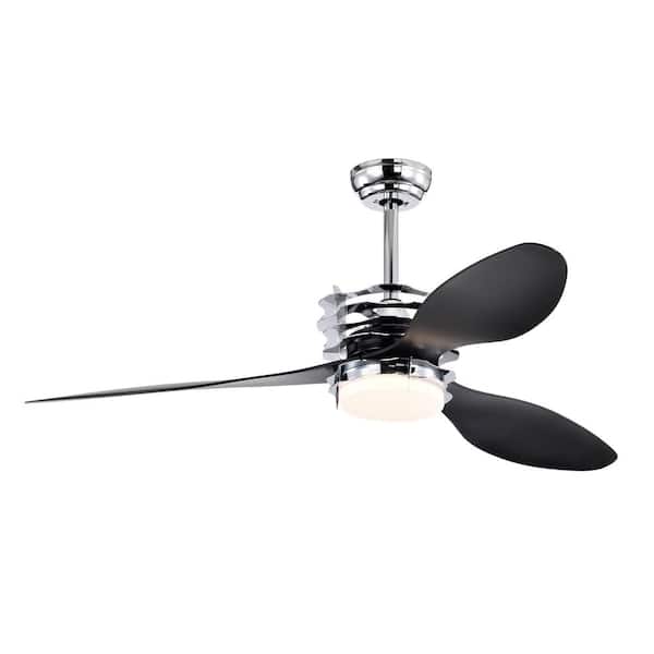 Keazile 52 in. Indoor Chrome Ceiling Fan with Lights, Remote Control and Reversible Motor for Living Room