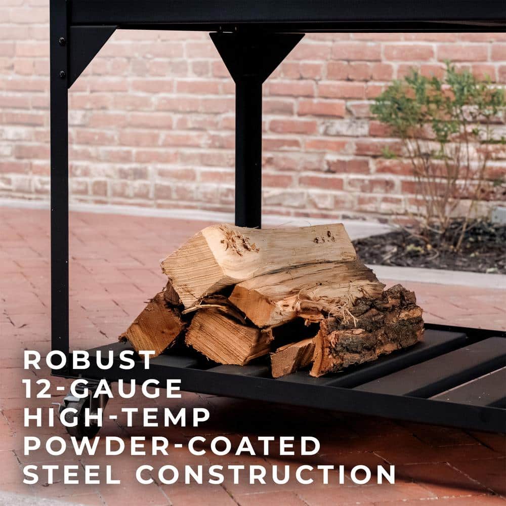 Premium Black Stainless Steel Wood Fire and Charcoal Grill