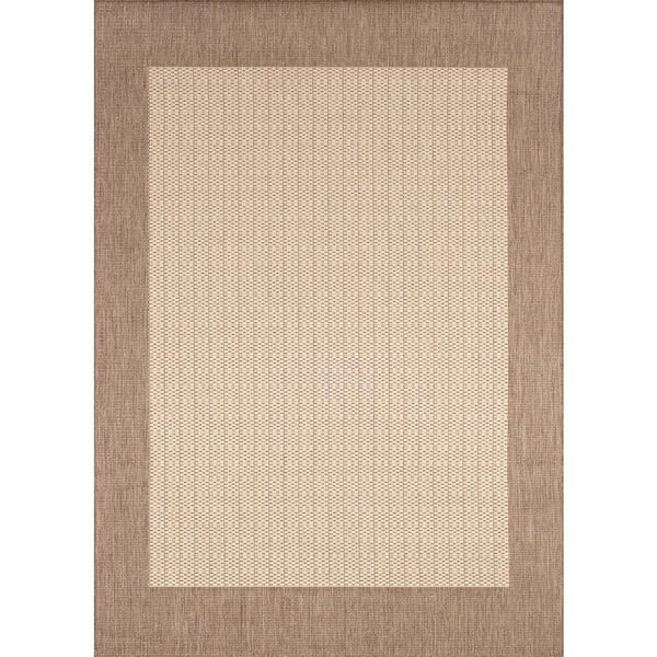 Recife Checkered Field Tan-Brown 6 ft. x 9 ft. Solid Indoor/Outdoor Area Rug